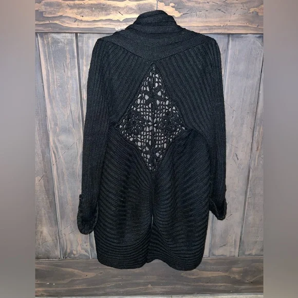 Xhileration long black sweater cardigan open front - Picture 2 of 3